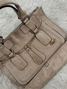 Chloe Bay Large Leather Satchel Beige Italy Authentic